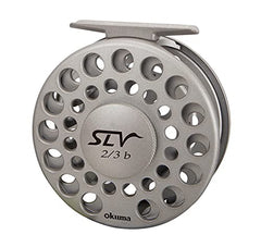 Okuma SLV-23b reel side view showing cork and stainless steel drag system for smooth adjustments.