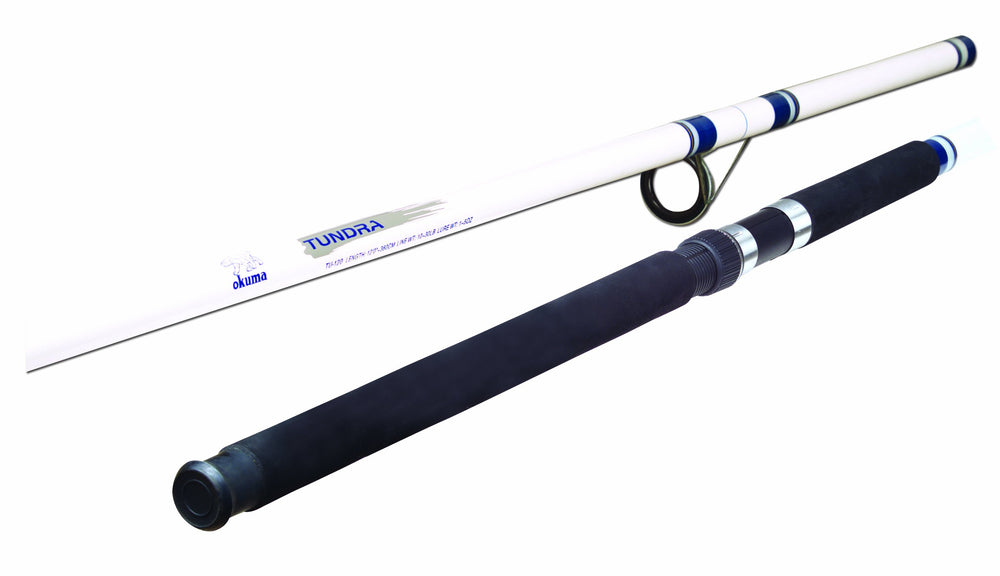OKUMA Tundra Surf Glass Rod 12ft ideal for saltwater surf casting, strong and sensitive.