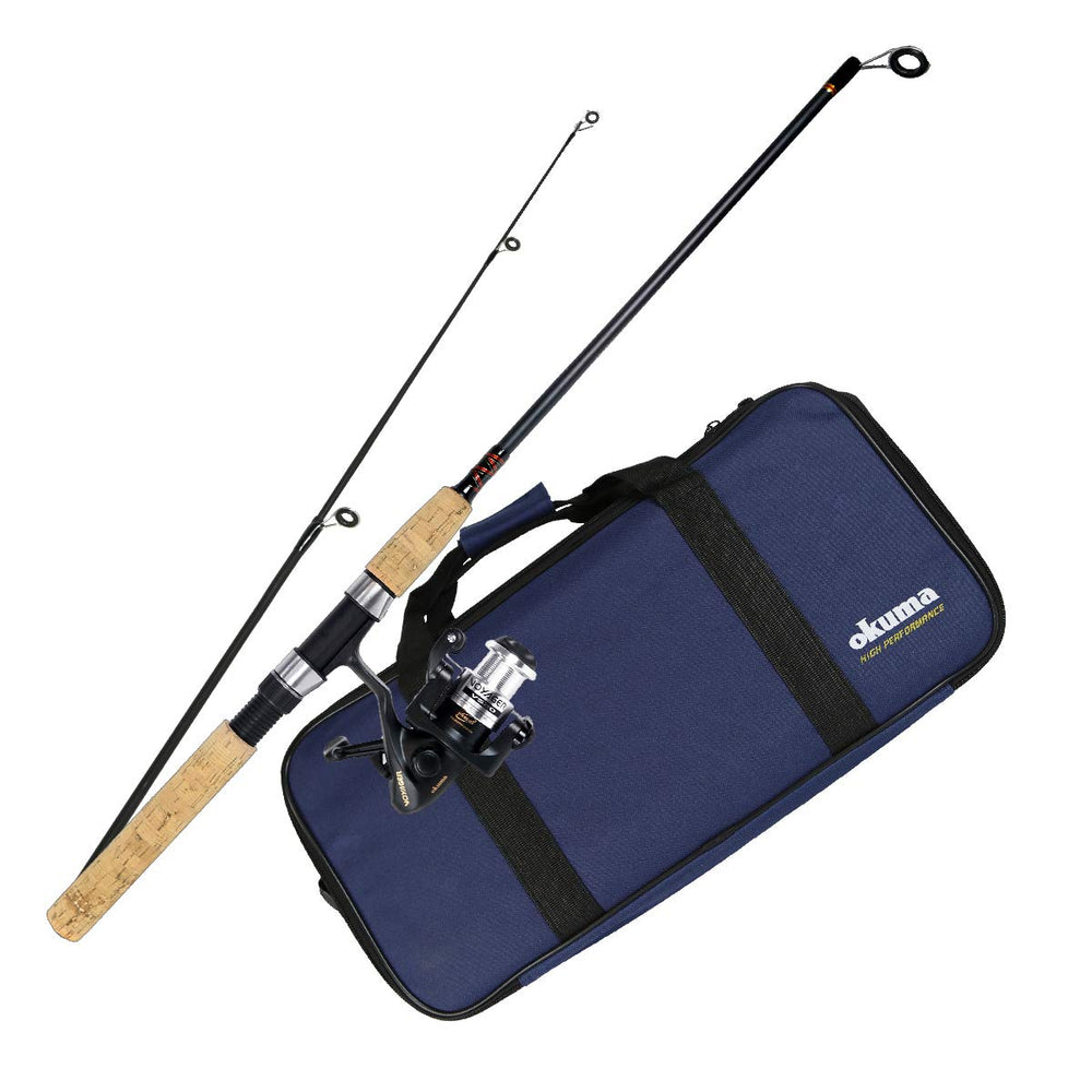 Okuma Voyager 20-size spinning reel on a travel kit setup.