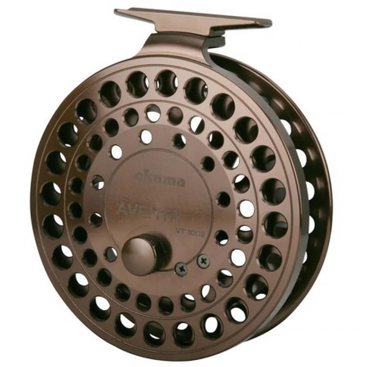 Okuma VT-1002 Avanti center pin reel in brown for precise line control.