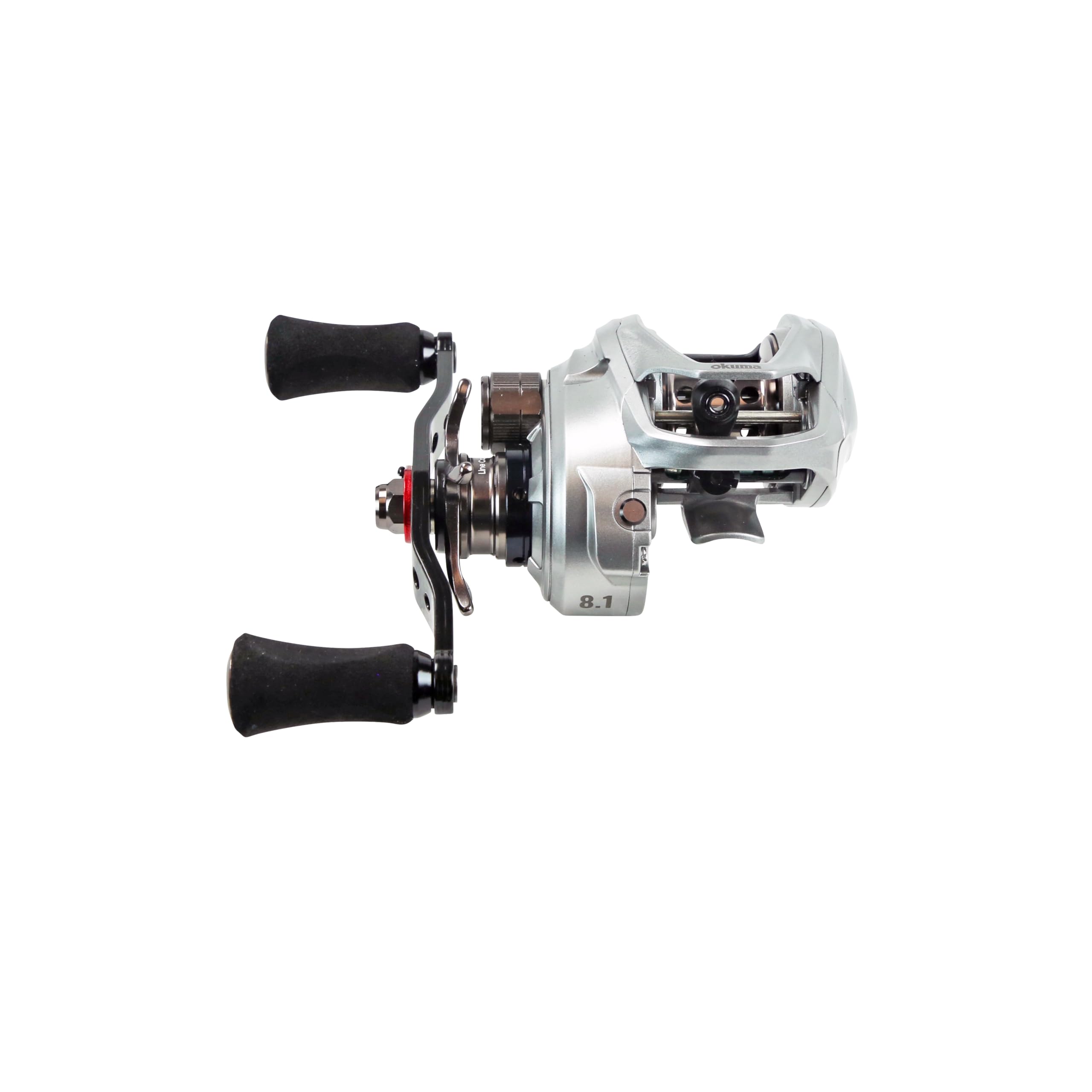 Okuma X-Series carbonite drag on side plates provides strong, smooth stopping power.