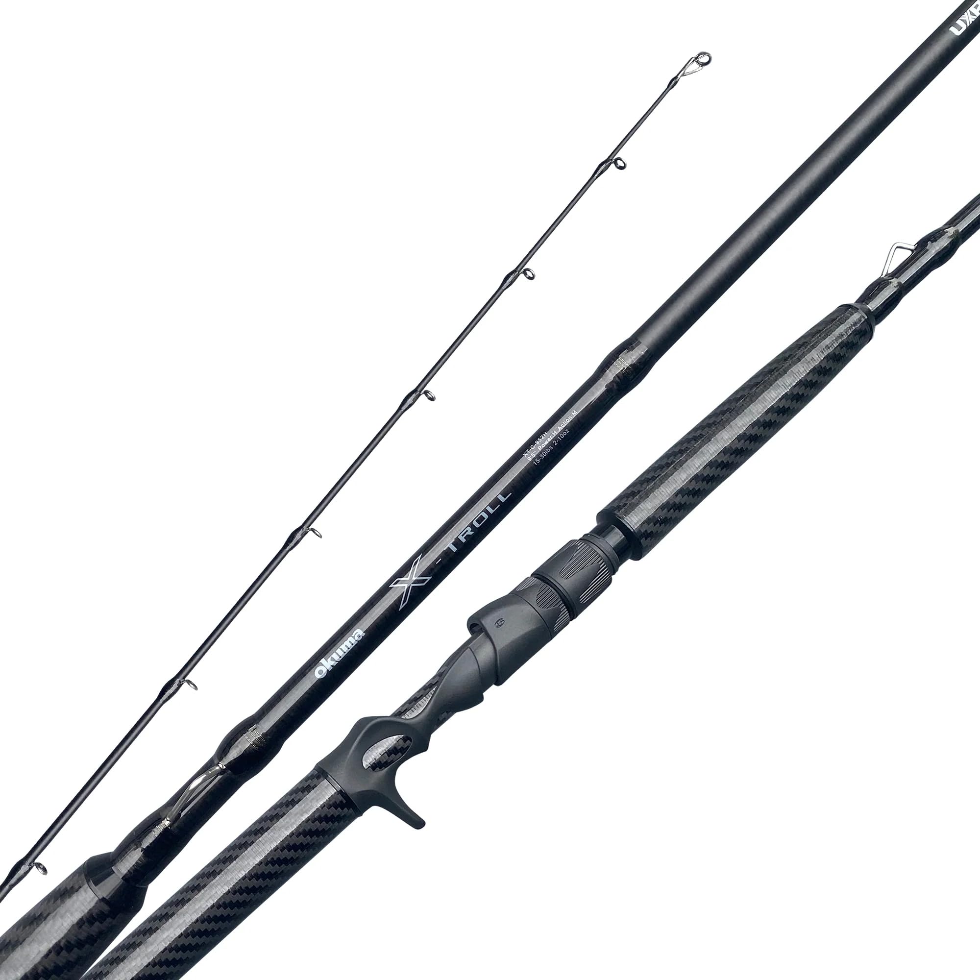 Okuma X-Series Salmon Rod, 10'9" two-piece, strong Toray carbon build for heavy fights.