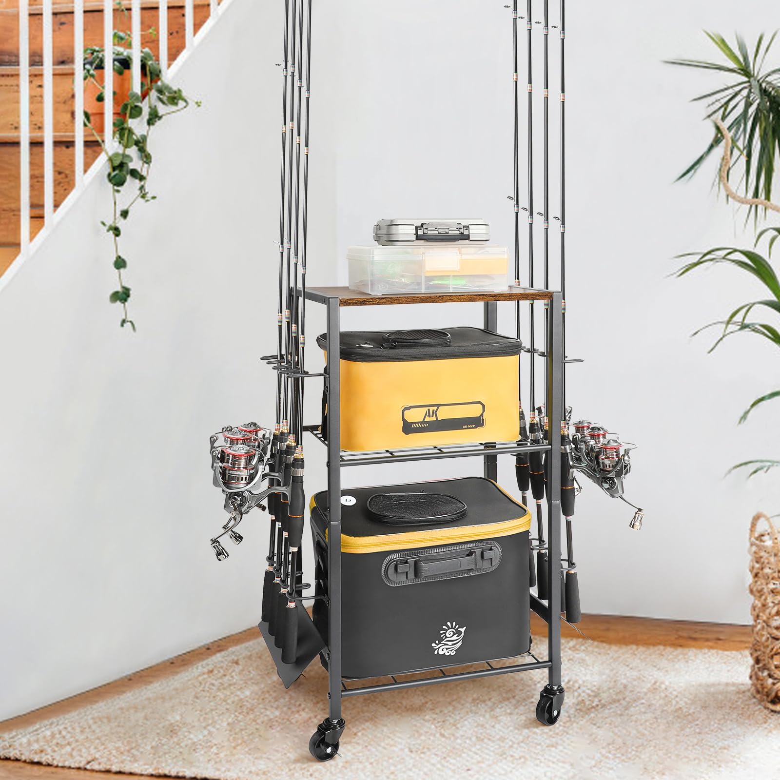 8-rod capacity storage cart designed for home and garage