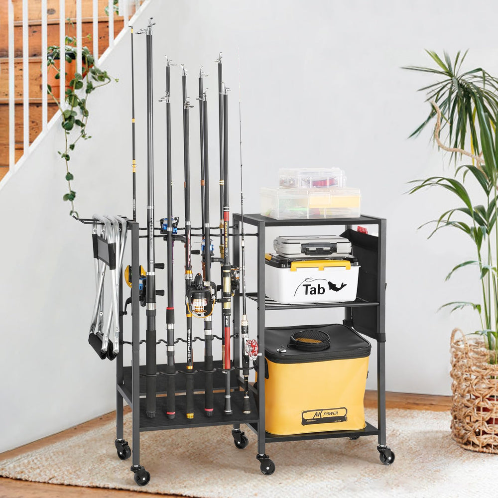 Olakee gift-for-anglers display suits home garages and sheds.