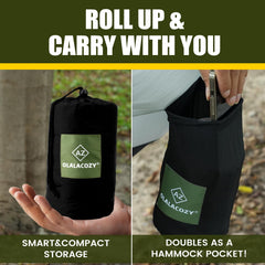 OLALACOZY camping hammock includes tree straps and carabiners for easy setup