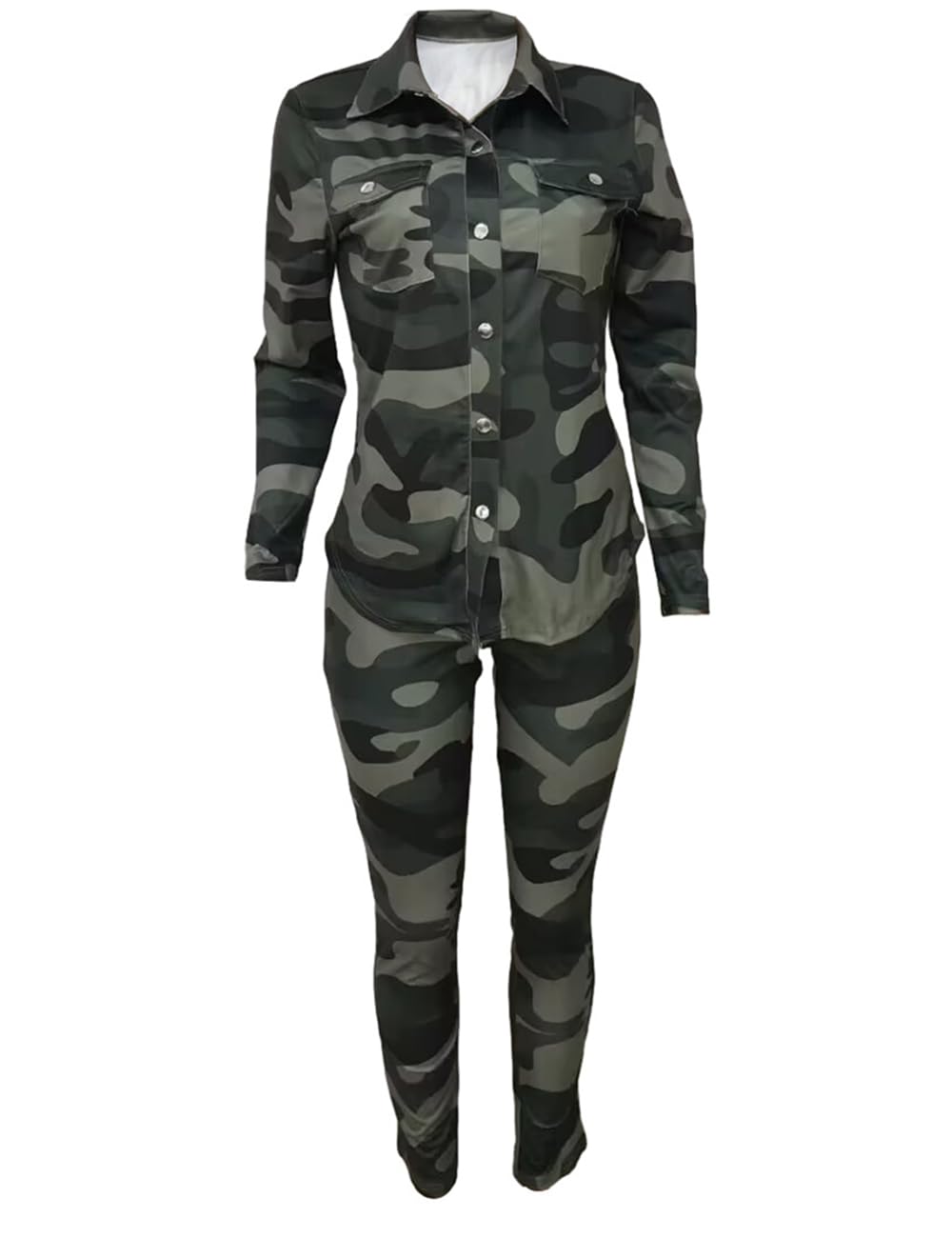 OLAMIOSO camouflage green 2-piece set; ideal for casual daily and outdoor exploring.