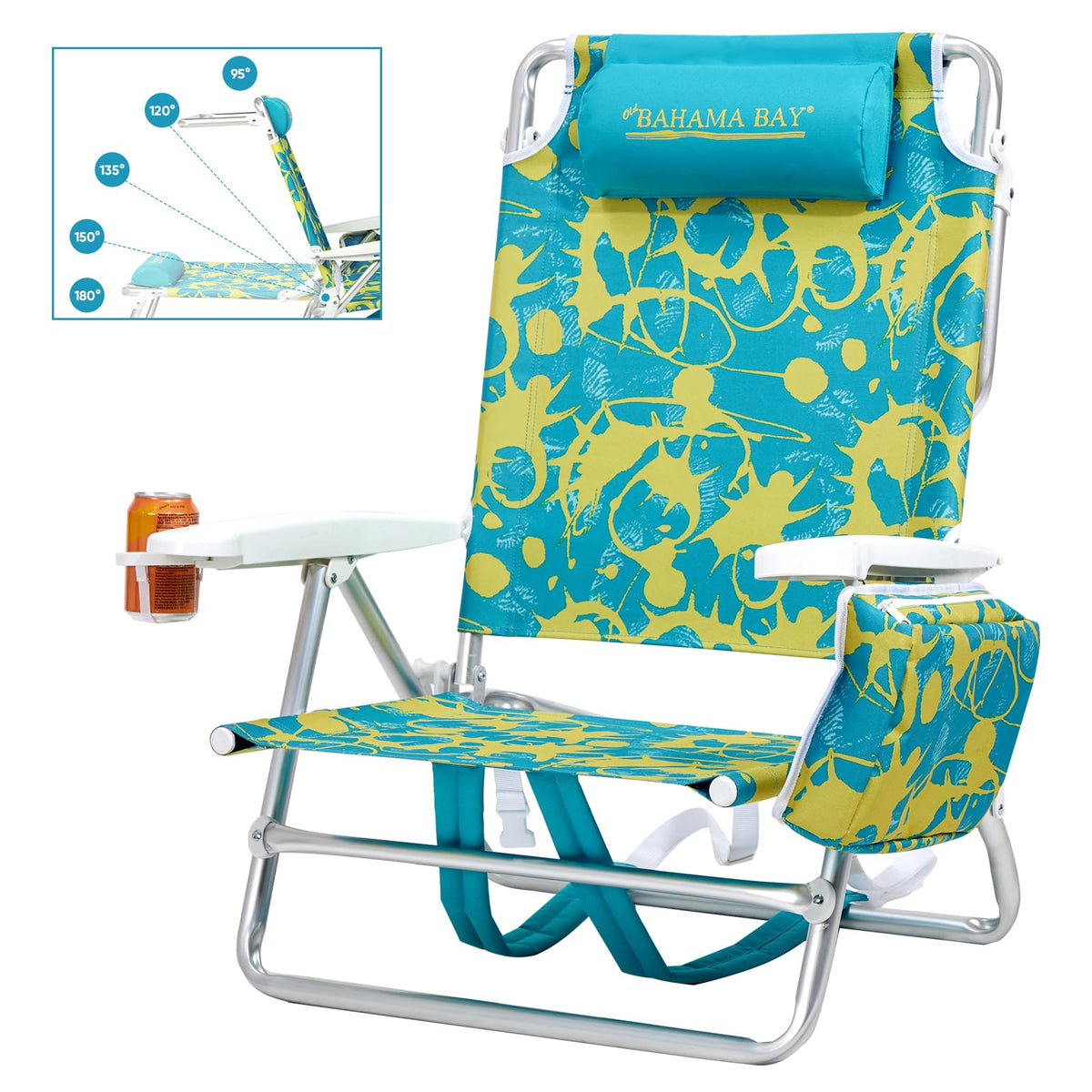Old Bahama Bay backpack beach chair with 5-position backrest for customizable comfort