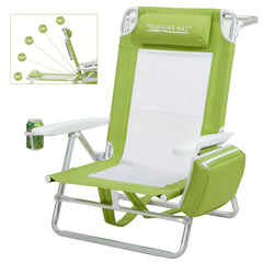 Old Bahama Bay backpack beach chair with 5-position backrest for tailored beach comfort.