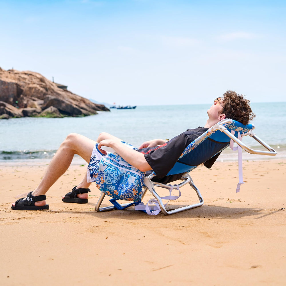 Old Bahama Bay 2-pack shows 5-position recline for customizable seating on sand.