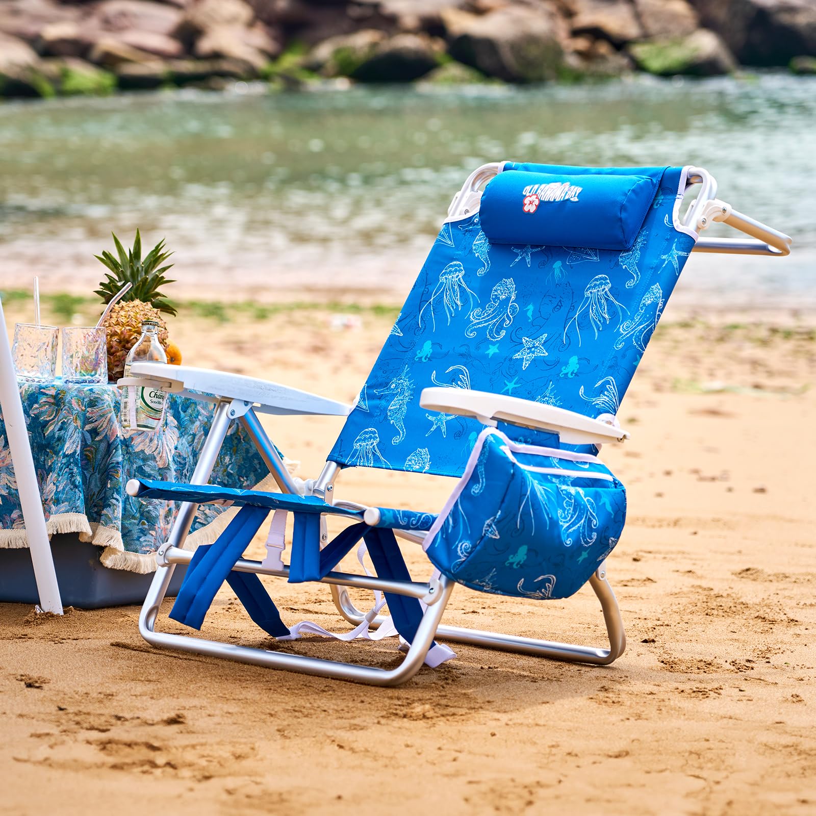 Old Bahama Bay backpack chair folded compact for transport and storage.