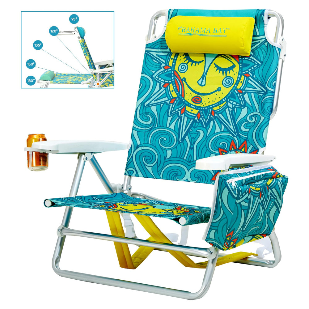 Old Bahama Bay backpack beach chair folding design for easy transport.