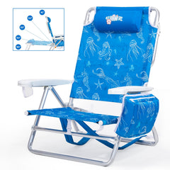 Old Bahama Bay backpack beach chair front view with aluminum frame for easy sunbathing.