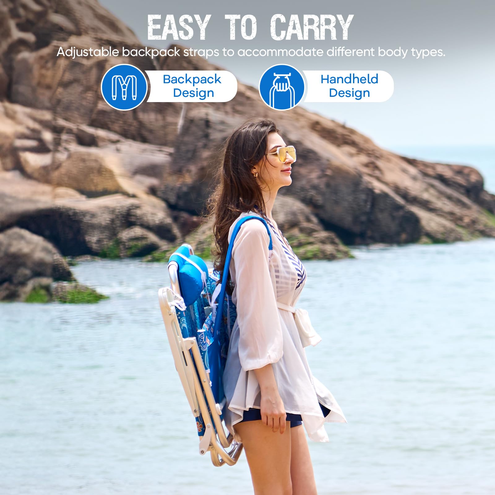 Old Bahama Bay backpack chair padded headrest enhances comfort on outings.