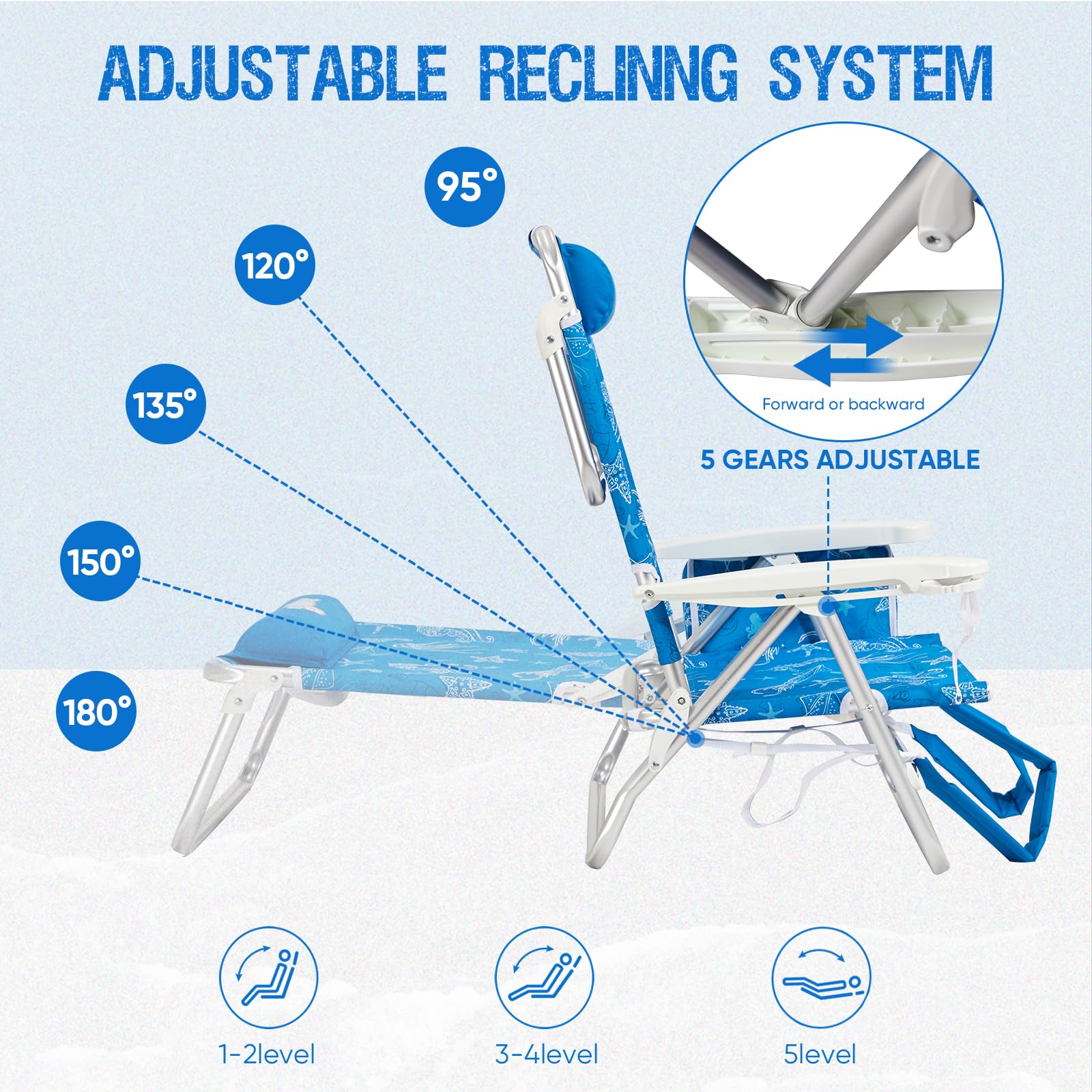 Chair with side cooler keeps drinks cool during sunny adventures.
