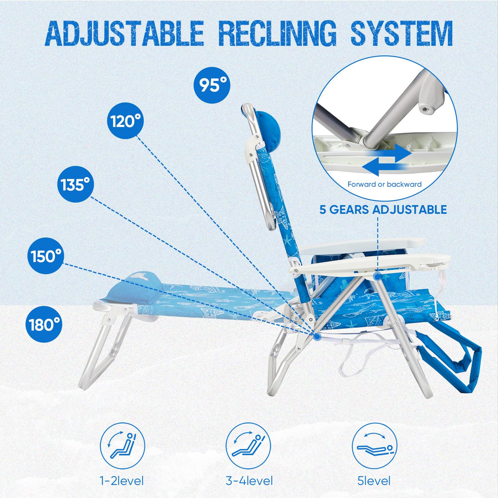 Chair with side cooler keeps drinks cool during sunny adventures.