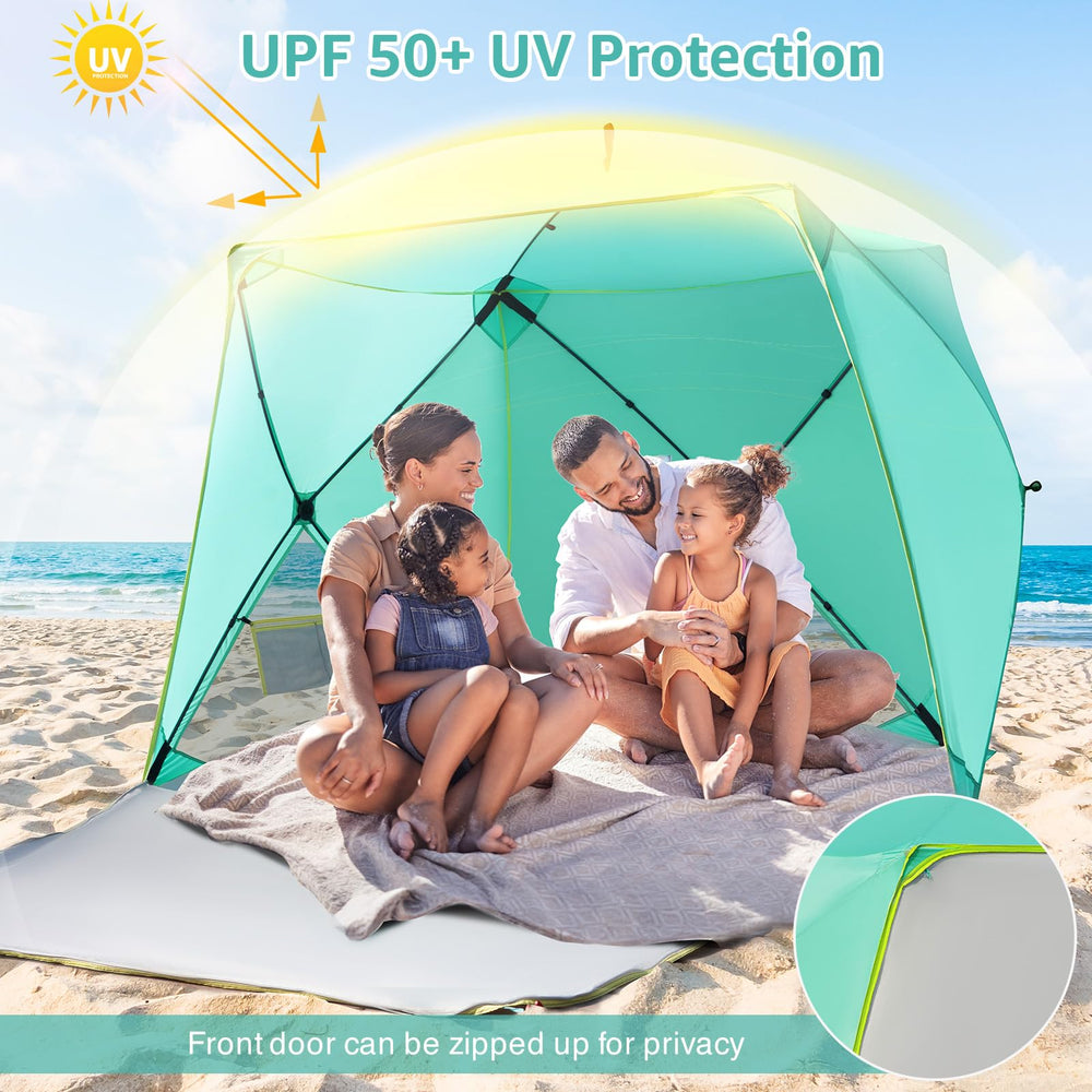 Old Bahama Bay pop-up beach tent four large mesh windows for ventilation.