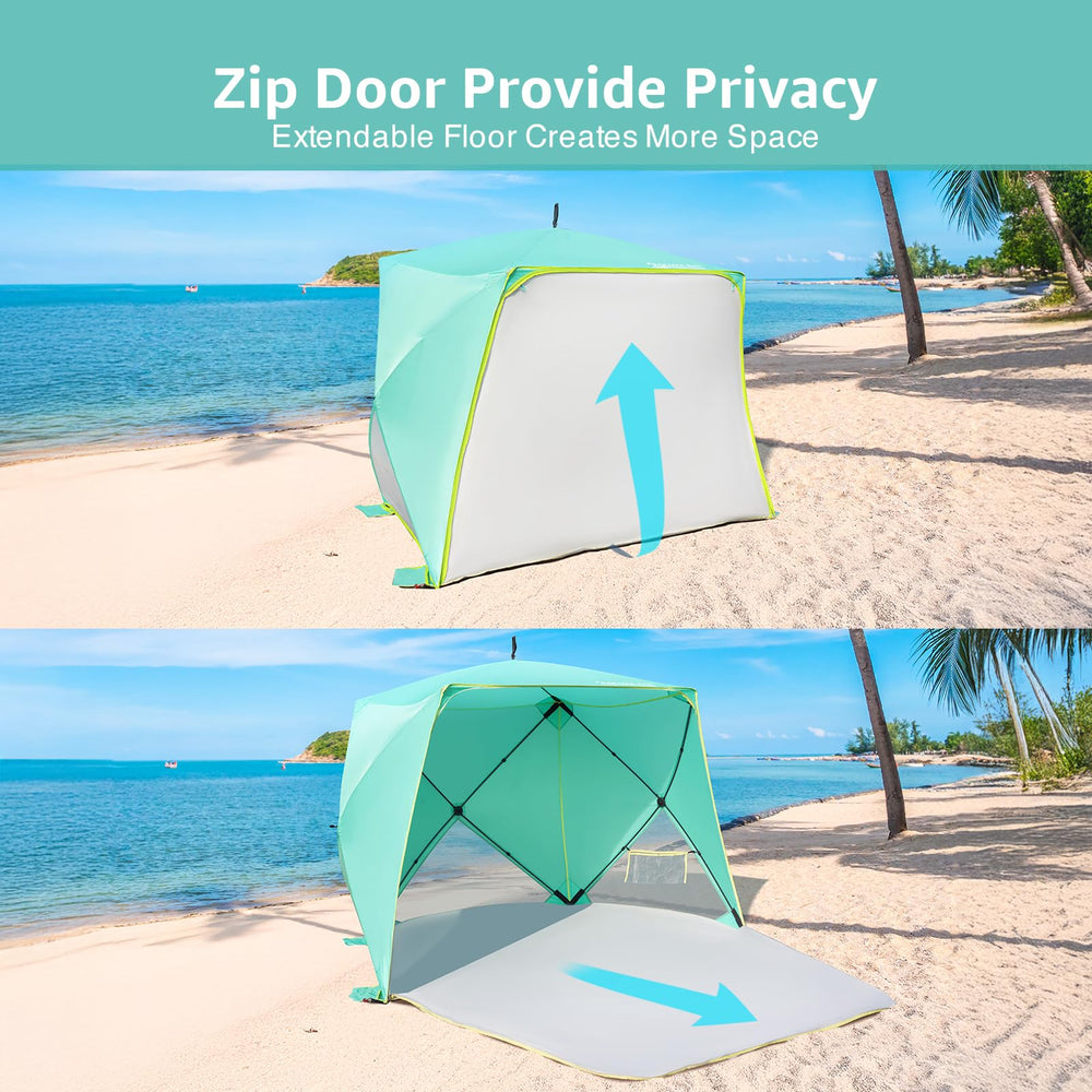 Old Bahama Bay pop-up beach tent mint green color for easy outdoor style.