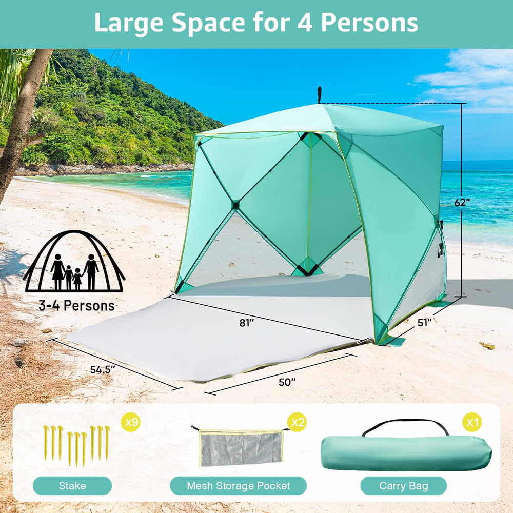 Old Bahama Bay pop-up beach tent ideal for beach, park, lake, and camping.