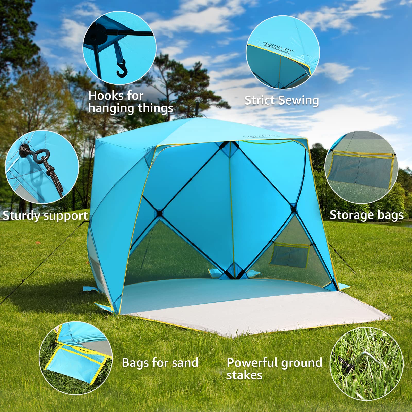 Old Bahama Bay pop up beach tent portable carry bag for easy transport