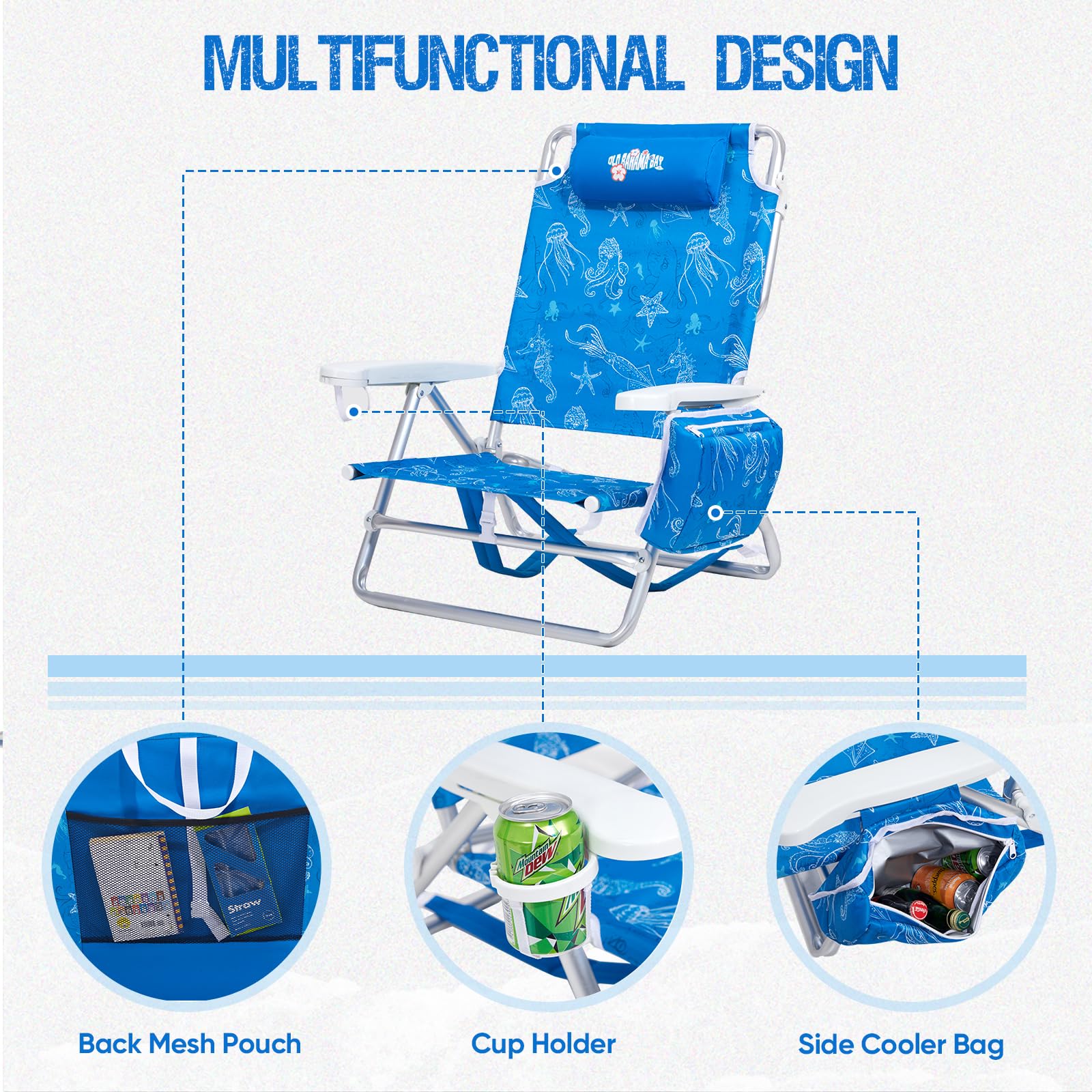 Comfortable shoulder strap eases carrying across sand and trails.