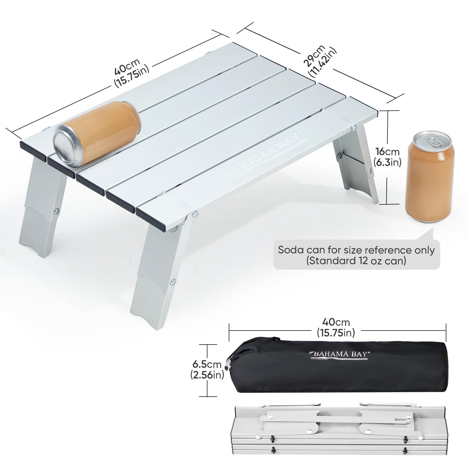 Old Bahama Bay Ultralight Mini Table on sand provides a stable picnic surface