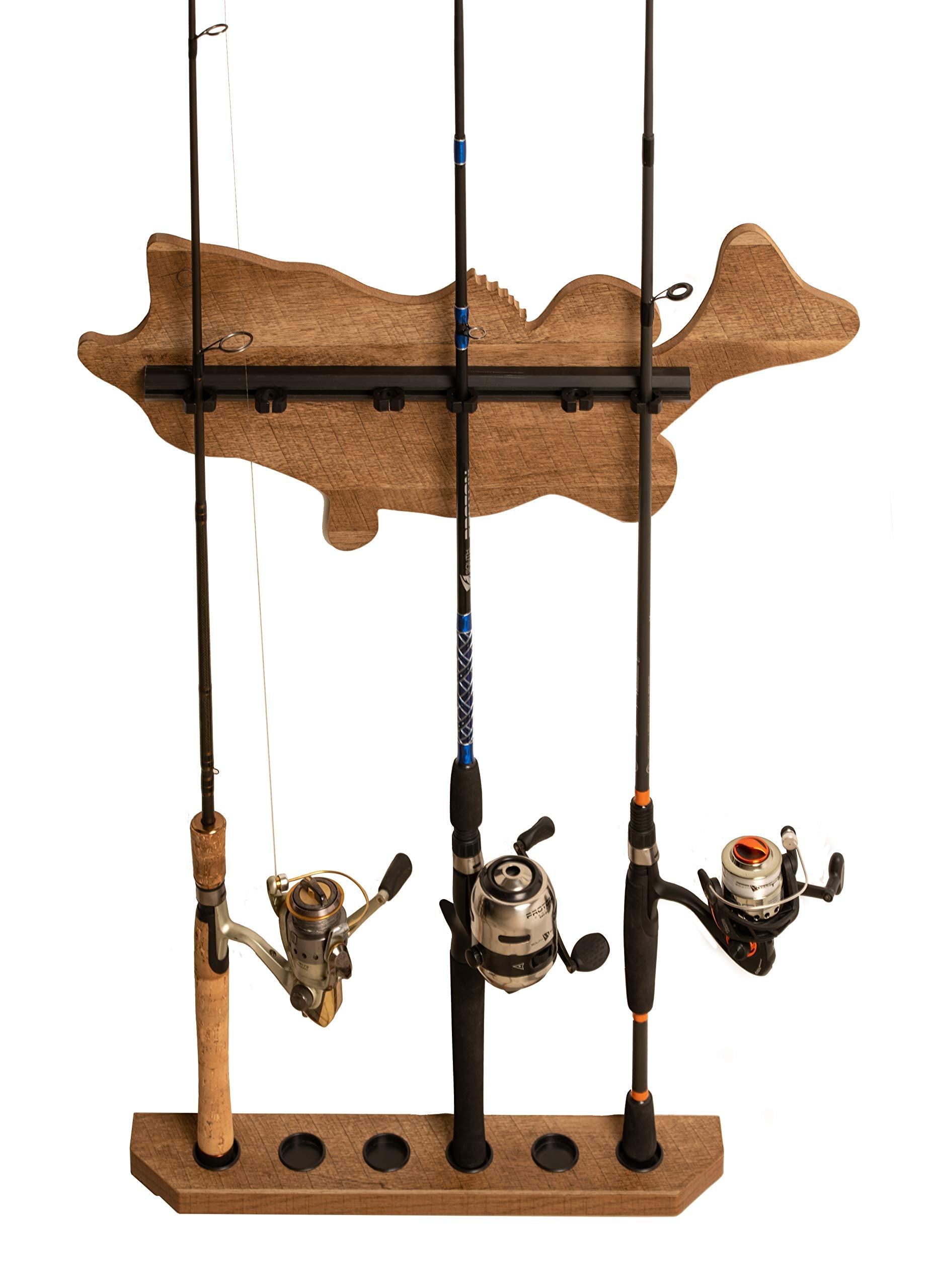 Old Cedar Outfitters fish wall rack overview shows a compact wall mount for six rods