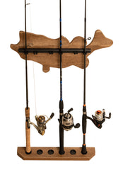 Old Cedar Outfitters fish wall rack overview shows a compact wall mount for six rods