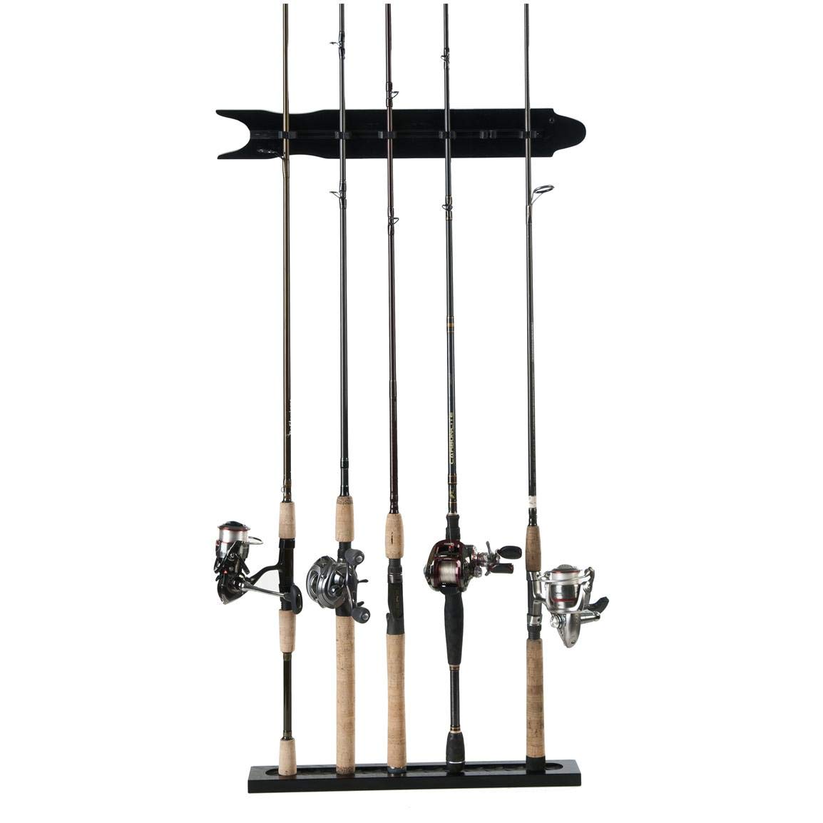 Old Cedar Outfitters modular wall rack for fishing rods holds up to eight with rubber diamond plate grips.
