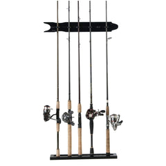Old Cedar Outfitters modular wall rack for fishing rods holds up to eight with rubber diamond plate grips.