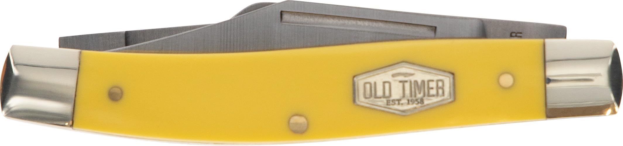 Old Timer 8OTY Yellow Senior pocket knife with sawcut handle