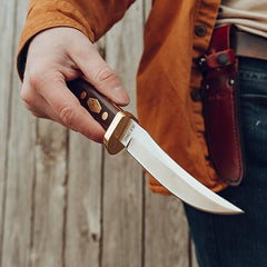 Brown leather belt sheath for Old Timer Mountain Lion