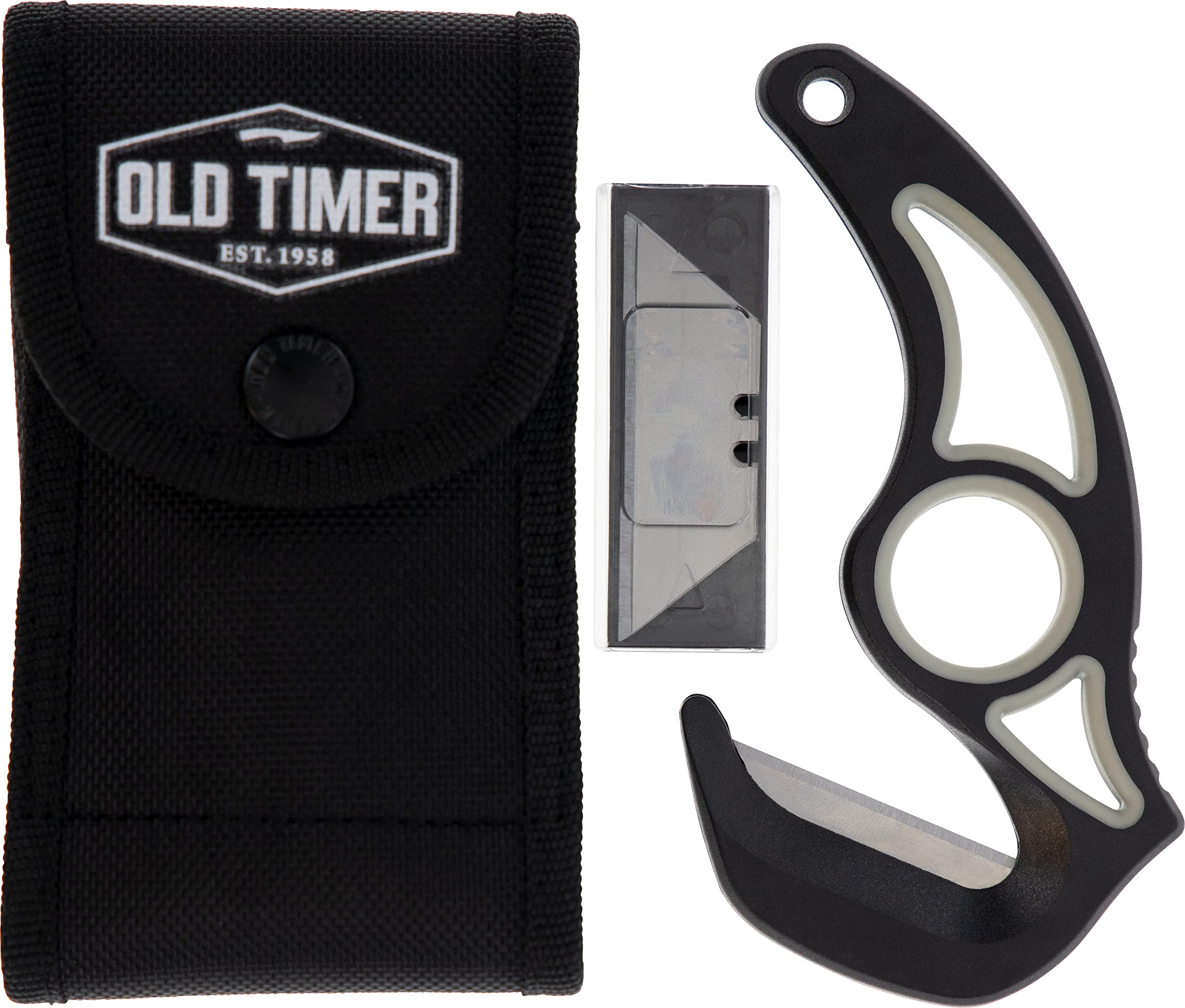 Old Timer gut hook with replaceable blades and TPE grip