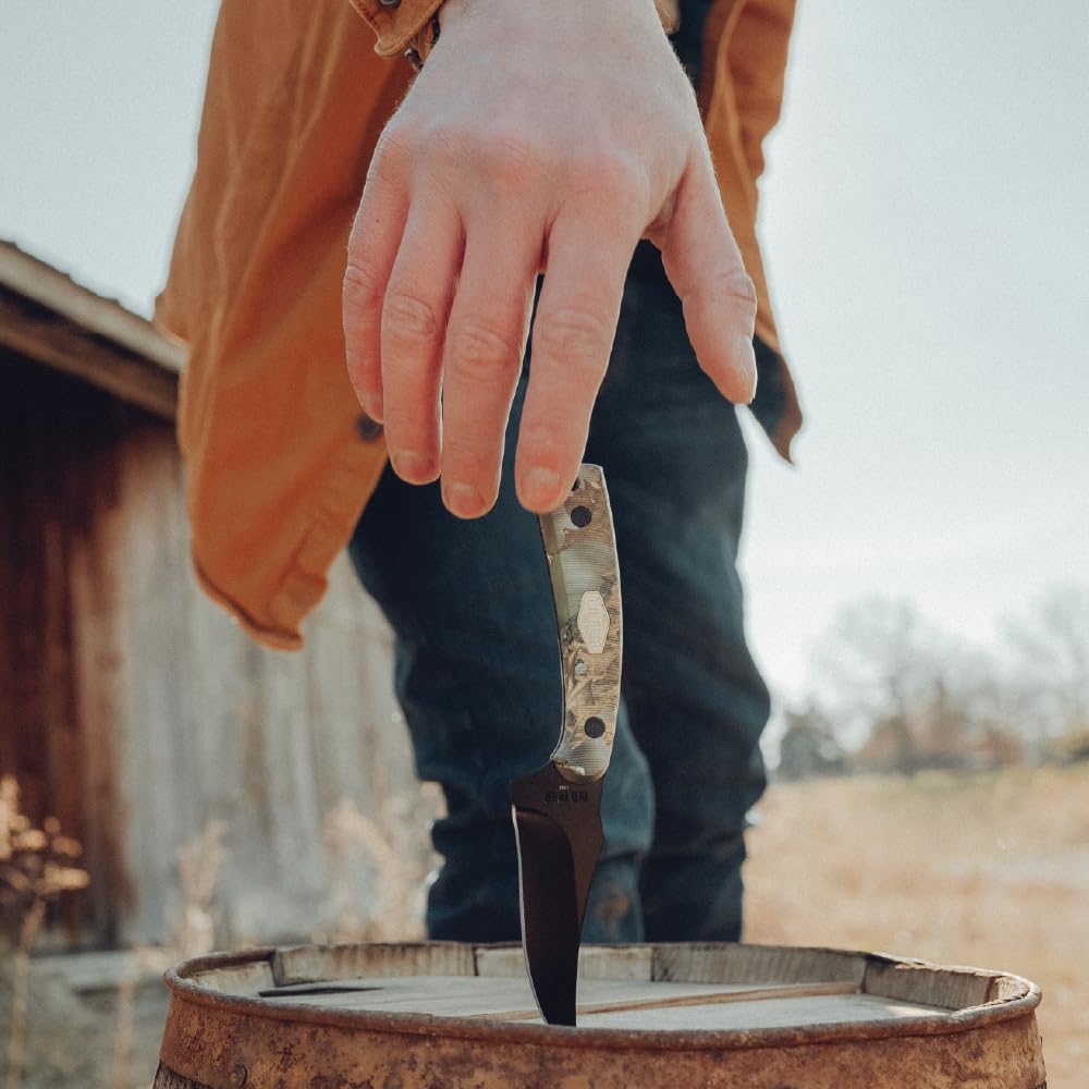Leather belt sheath included with knife