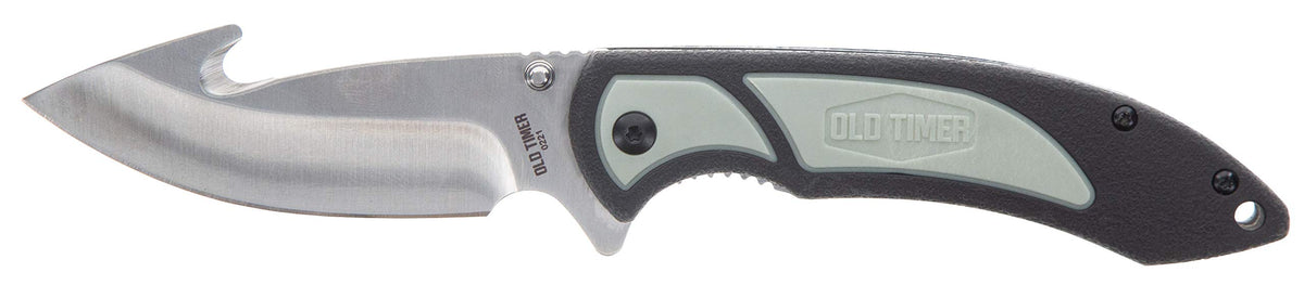 Full knife profile showing 8-inch overall length and gut hook blade.