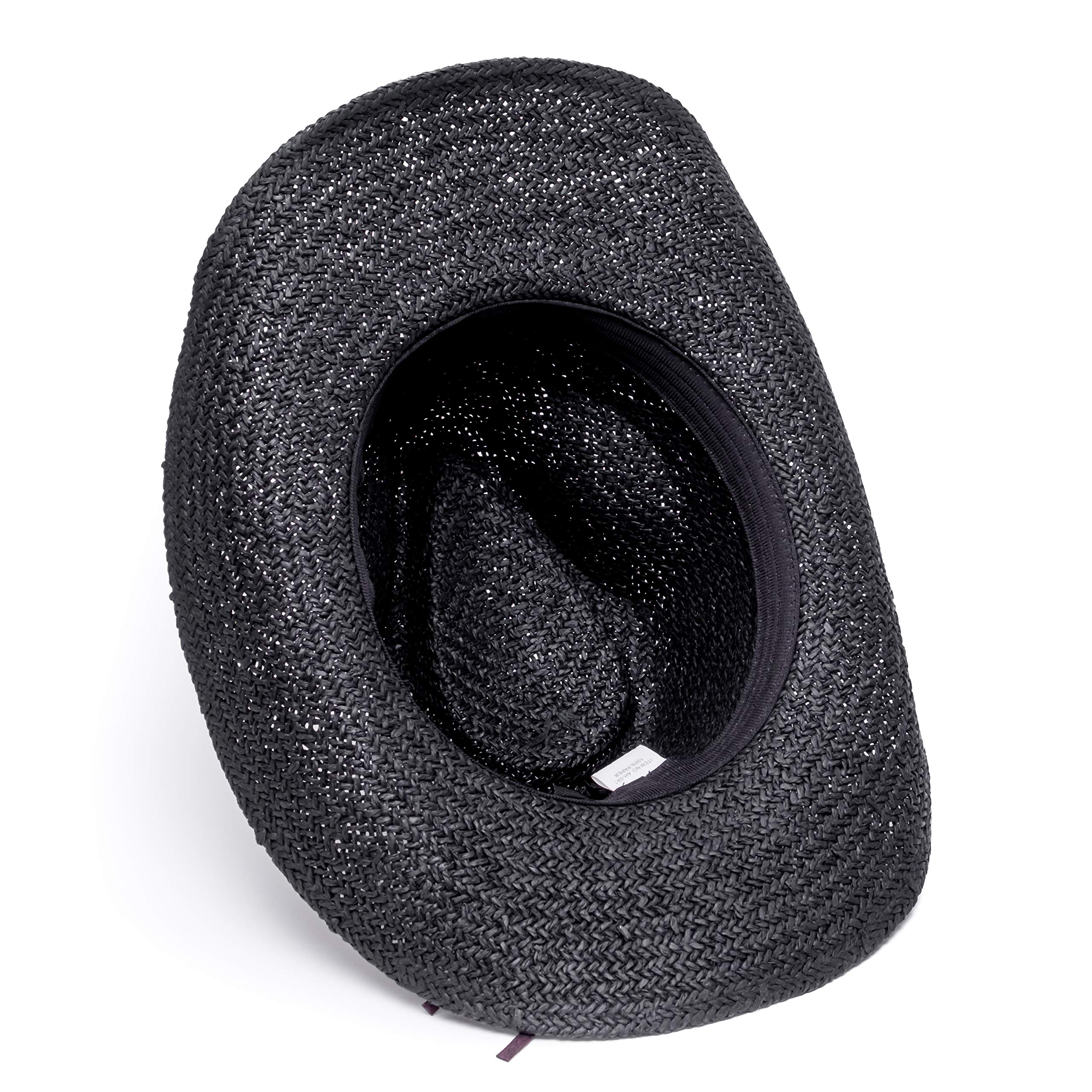 Old Stone Chloe Black straw cowboy hat close-up bead conch detail