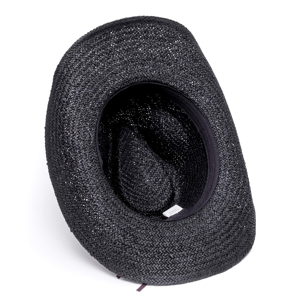 Old Stone Chloe Black straw cowboy hat close-up bead conch detail