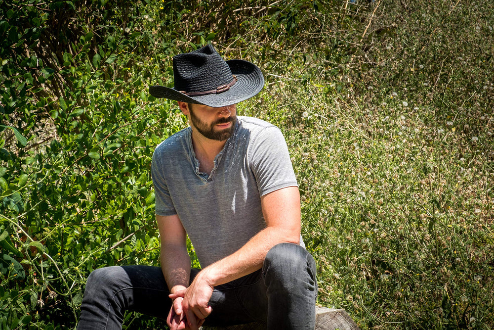 Old Stone Chloe Black straw cowboy hat durable material for long wear
