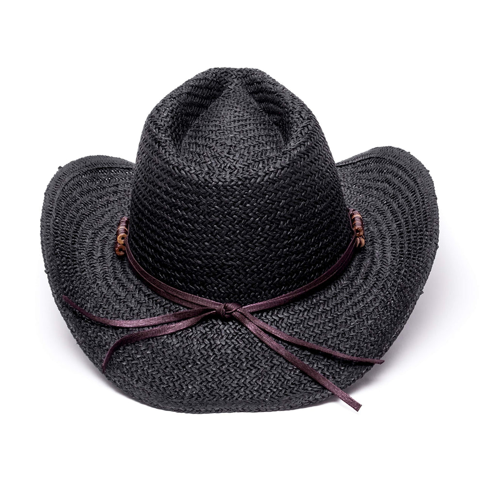 Old Stone Chloe Black straw cowboy hat side profile for style