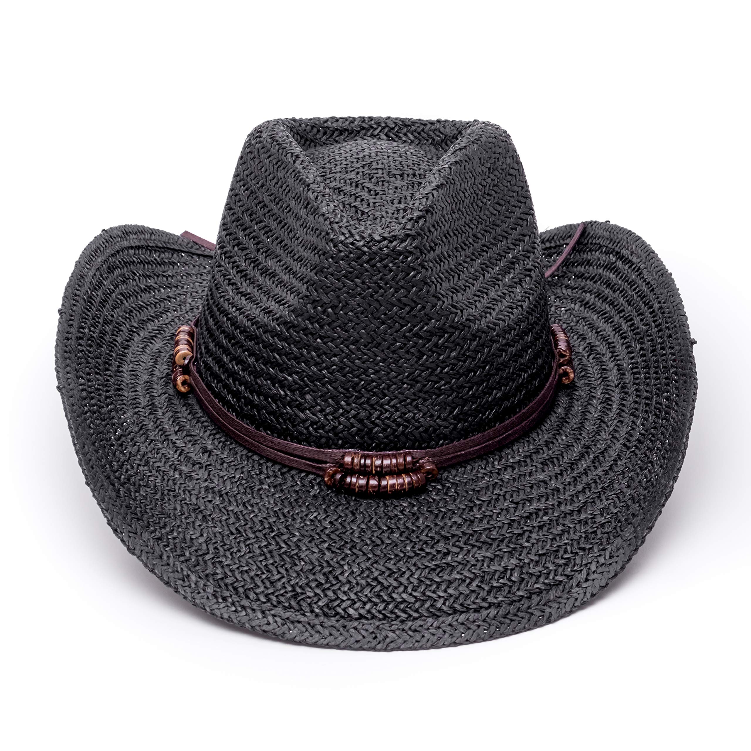 Old Stone Chloe Black straw cowboy hat wide brim for shade