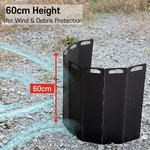 OLG Camp Stove Windscreen folded-panels show space-saving pack-flat design for backpacking.