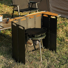 OLG Camp Stove Windscreen front view highlights wind protection for stable outdoor cooking.