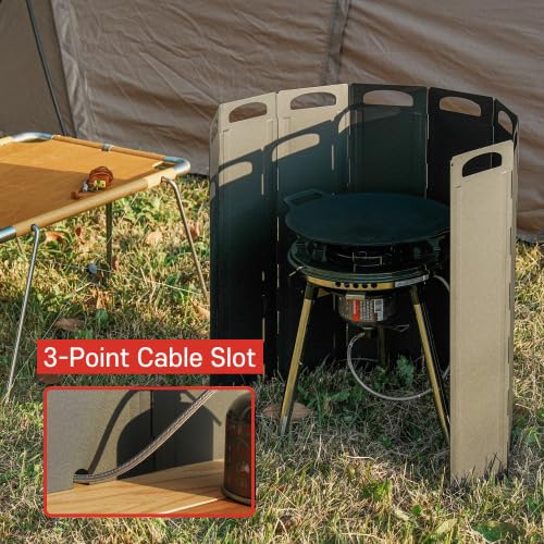 OLG Camp Stove Windscreen in-use-stove demonstrates compatibility with grills and portable stoves.
