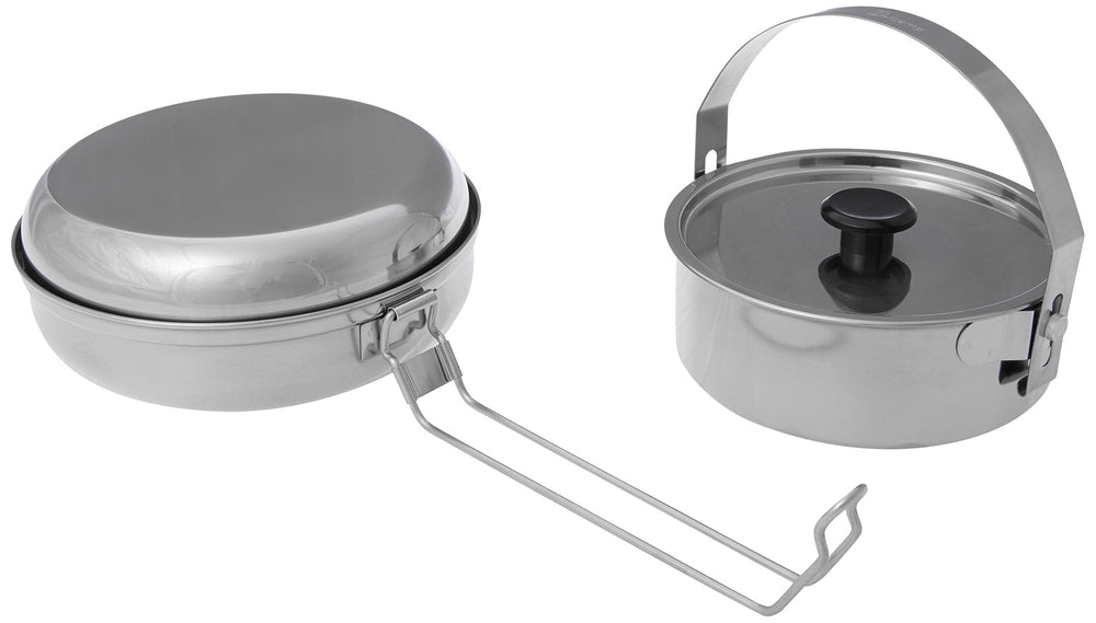 Olicamp Mess Kit dish and nesting pot with lid saving space in packs.