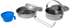 Olicamp Mess Kit fry pan with folding handle for convenient camp cooking.
