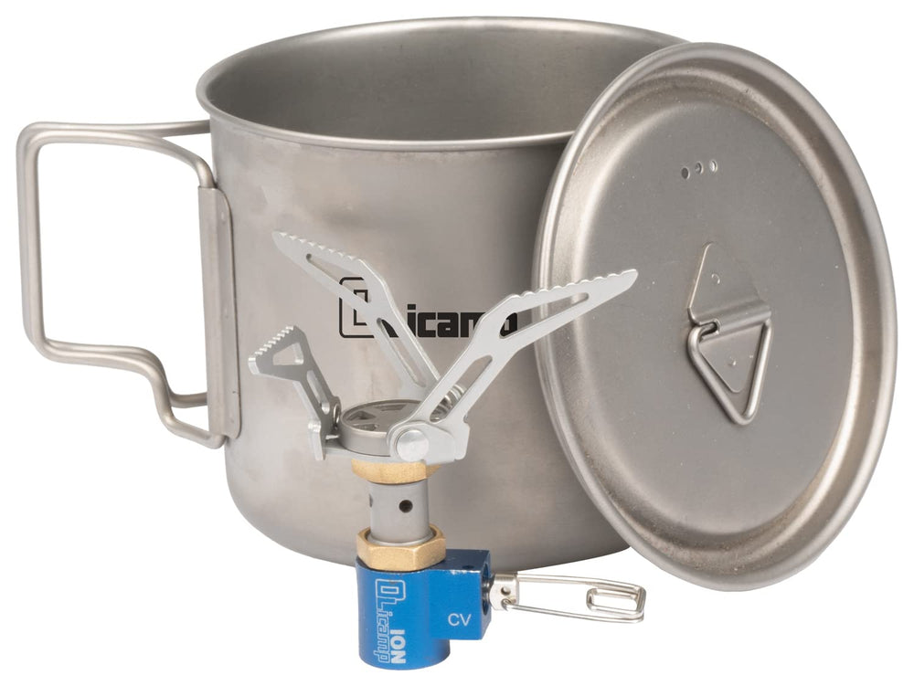 Olicamp Titanium Space Saver mug around-canister fit saves packing space.