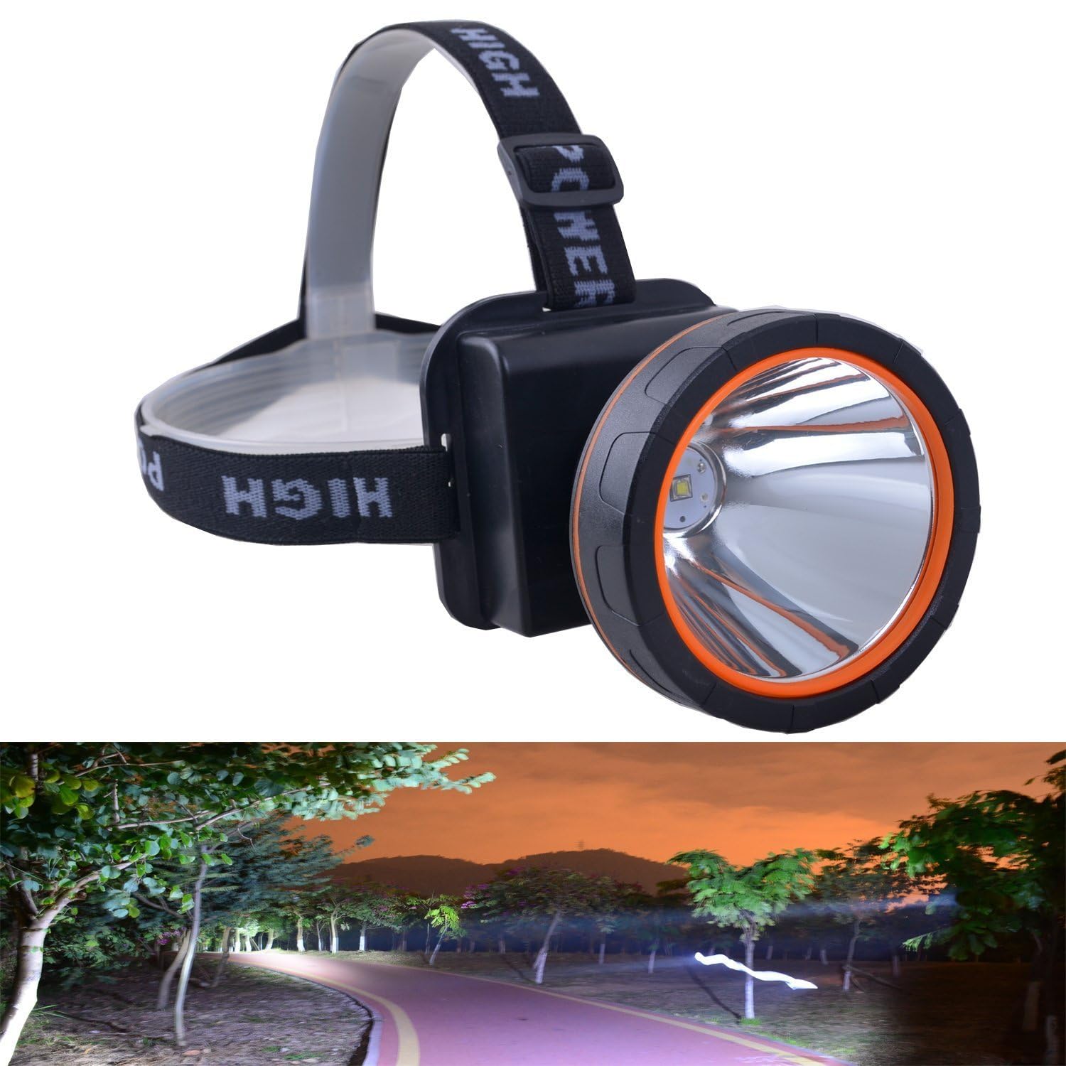 OLIDEAR headlamp features waterproof ABS shell for all-weather use.