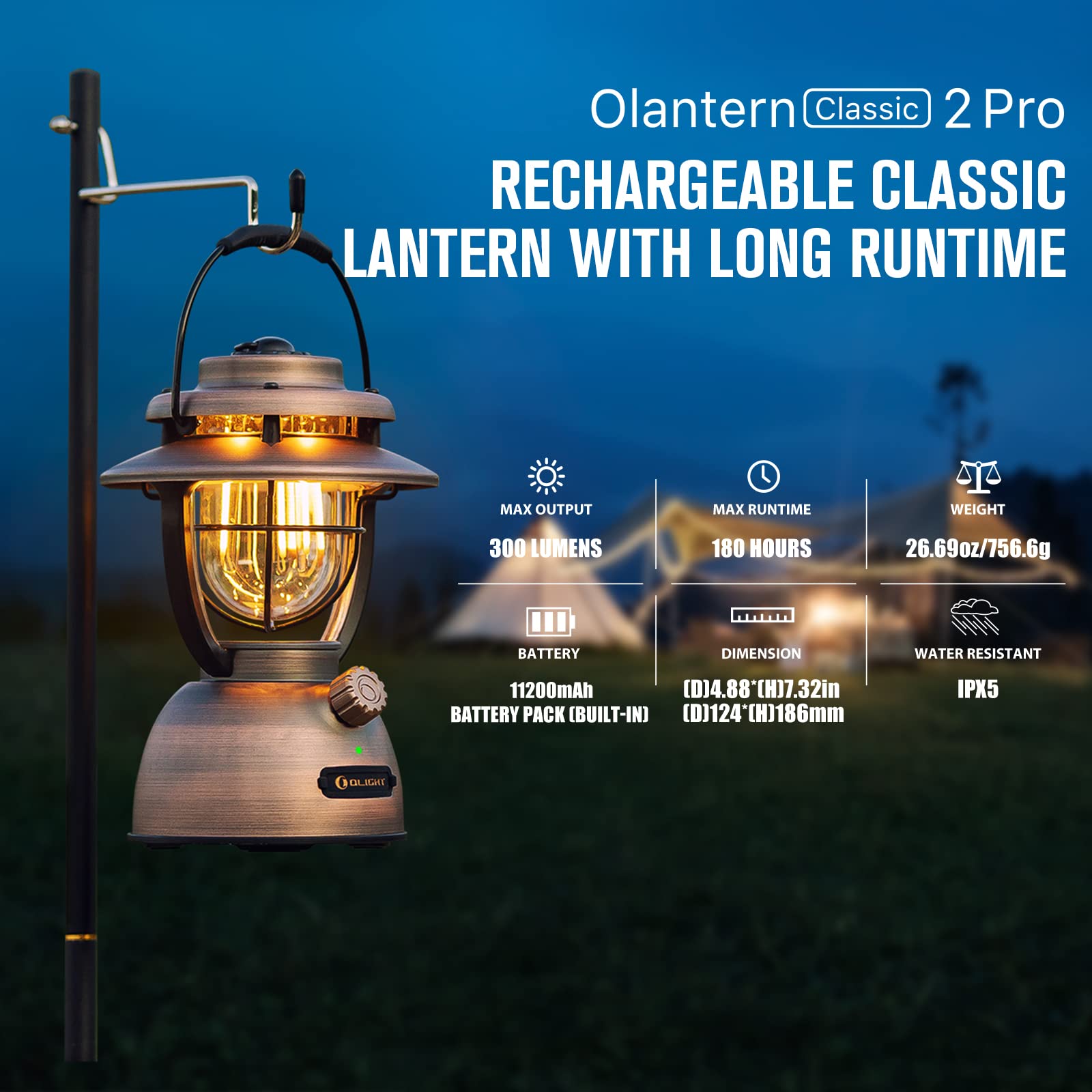 OLIGHT Olantern Classic 2 Pro side-handle shot for easy outdoor grip