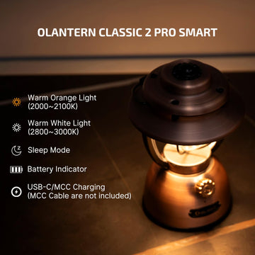 OLIGHT Olantern Classic 2 Pro side-angle view showing copper finish for ambient lighting