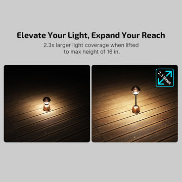 OLIGHT Olantern Stretch copper-finish lantern resting by a tent door