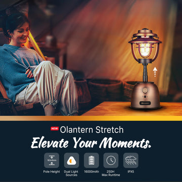 OLIGHT Olantern Stretch dual-light-source close-up showing versatile glow modes